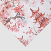 Waterverf Chinese pagode met kersenbloesems (3) Tissuepapier (Detail)