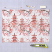 Waterverf Chinese pagode met kersenbloesems (3) Tissuepapier (Craft)