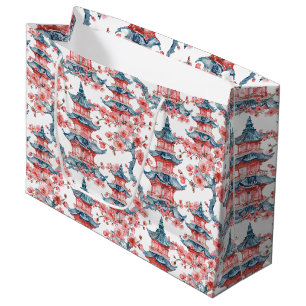 Waterverf Chinese Pagode met Kersenbloesems (6) Groot Cadeauzakje
