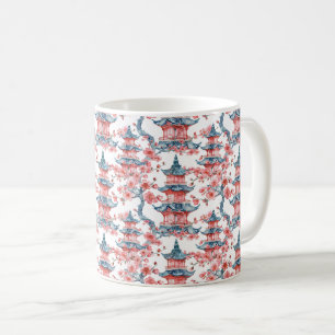 Waterverf Chinese Pagode met Kersenbloesems (6) Koffiemok