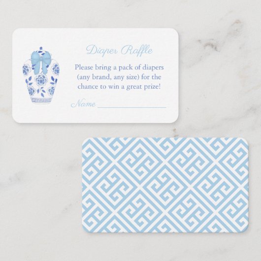 Waterverf Chinoiserie Baby shower Diaper Raffle Informatiekaartje (Voorkant / Achterkant)