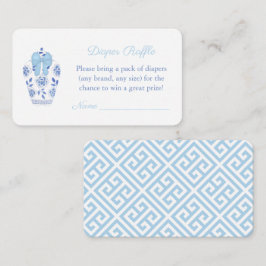 Waterverf Chinoiserie Baby shower Diaper Raffle Informatiekaartje