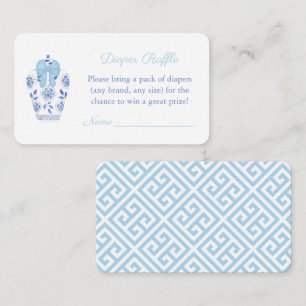 Waterverf Chinoiserie Baby shower Diaper Raffle Informatiekaartje