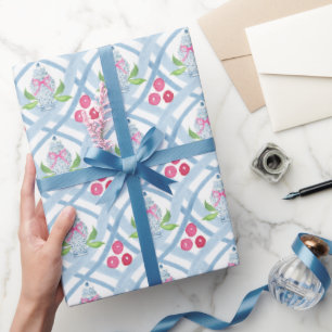Waterverf Chinoiserie Blauw en Roze Ginger Jars Cadeaupapier
