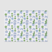 Waterverf Chinoiserie Blauwe Boog Topiary Tissuepapier (Voorkant)