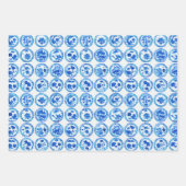 Waterverf Chinoiserie Blauwe Borden Patroon Inpakpapier Vel (Voorkant)