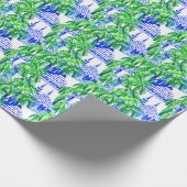 Waterverf Chinoiserie Blauwe Pagoden Cadeaupapier (Hoek)