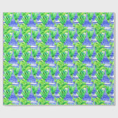 Waterverf Chinoiserie Blauwe Pagoden Cadeaupapier (Vlak)