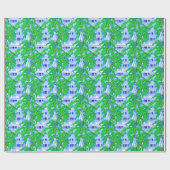 Waterverf Chinoiserie Blauwe Pagoden Cadeaupapier (Vlak)