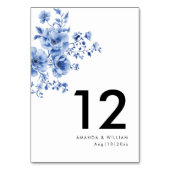 Waterverf Chinoiserie Bloemen Tafelnummer kaart (Voorkant)