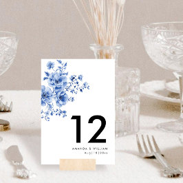 Waterverf Chinoiserie Bloemen Tafelnummer kaart