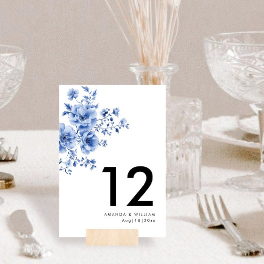 Waterverf Chinoiserie Bloemen Tafelnummer kaart