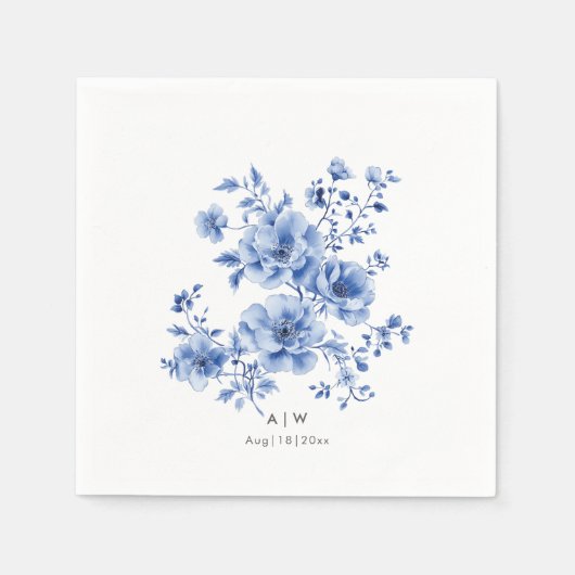 Waterverf Chinoiserie bloemmotief Servet (Voorkant)