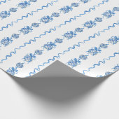 Waterverf Chinoiserie Blue Bow Garland Kerst Cadeaupapier (Hoek)