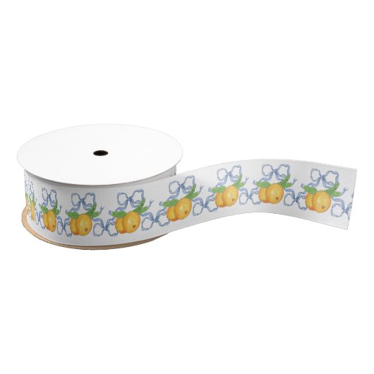 Waterverf Chinoiserie Blue Bows & Mandarijnen Grosgrain Lint (Spoel)
