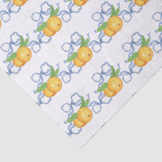 Waterverf Chinoiserie Blue Bows & Mandarijnen Tissuepapier (Detail)