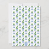 Waterverf Chinoiserie Blue Topiary Monogram Crest Kaart (Achterkant)