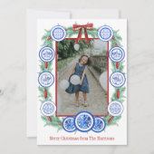 Waterverf Chinoiserie Borden Garland Christmas Feestdagenkaart (Voorkant)