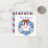 Waterverf Chinoiserie Borden Kerstverblijf Notitiekaartje (Voorkant / Achterkant in situ)