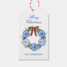 Waterverf Chinoiserie Borden Krans Kerstmis