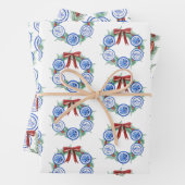 Waterverf Chinoiserie Borden Krans Kerstmis Inpakpapier Vel (In situ)