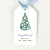 Waterverf Chinoiserie Chic Tree kerst Cadeaulabel