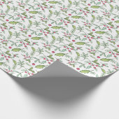 Waterverf Chinoiserie Christmas Red Bow Mistletoe Cadeaupapier (Hoek)
