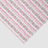 Waterverf Chinoiserie Christmas Red Bow Mistletoe Tissuepapier (Detail)