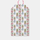 Waterverf Chinoiserie Christmas Red Bow Topiary Cadeaulabel (Achterkant)