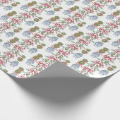 Waterverf Chinoiserie Christmas Red Bow Topiary Cadeaupapier (Hoek)