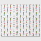 Waterverf Chinoiserie Christmas Red Bow Topiary Cadeaupapier (Vlak)