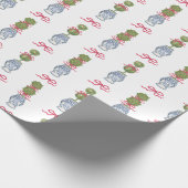 Waterverf Chinoiserie Christmas Red Bow Topiary Cadeaupapier (Hoek)