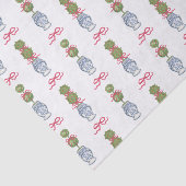 Waterverf Chinoiserie Christmas Red Bow Topiary Tissuepapier (Detail)