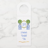 Waterverf Chinoiserie Citrus Topiary Monogram Flessenhanger (Voorkant)