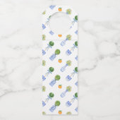 Waterverf Chinoiserie Citrus Topiary Monogram Flessenhanger (Achterkant)