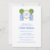 Waterverf Chinoiserie Citrus Topiary Monogram Kaart (Voorkant)