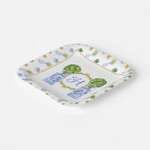 Waterverf Chinoiserie Citrus Topiary Monogram Papieren Bordje (Gebogen)