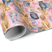 Waterverf Chinoiserie Dogs & Ginger Jars Cadeaupapier (Rol Hoek)