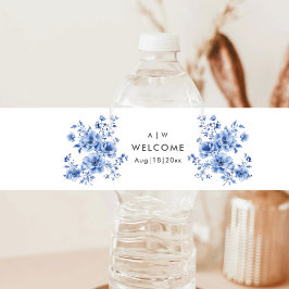 Waterverf Chinoiserie floral Waterfles Etiket