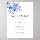 Waterverf Chinoiserie Floral Welkomstbord Poster (Voorkant)