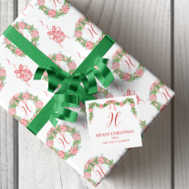 Waterverf Chinoiserie Garland - kerstenclausule Notitiekaartje