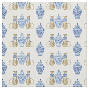 Waterverf Chinoiserie Ginger Jar Cheetah Stof