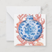 Waterverf Chinoiserie Ginger Jar en Coral Gift Notitiekaartje (Voorkant)
