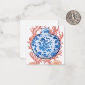 Waterverf Chinoiserie Ginger Jar en Coral Gift Notitiekaartje (Voorkant / Achterkant in situ)
