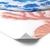 Waterverf Chinoiserie Ginger Jar en Coral Poster (Hoek)