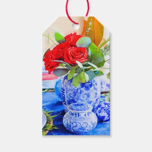 Waterverf Chinoiserie Ginger Jar Gift Label Cadeaulabel (Voorkant)