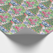 Waterverf Chinoiserie Ginger Jar Kerstboom Cadeaupapier (Hoek)