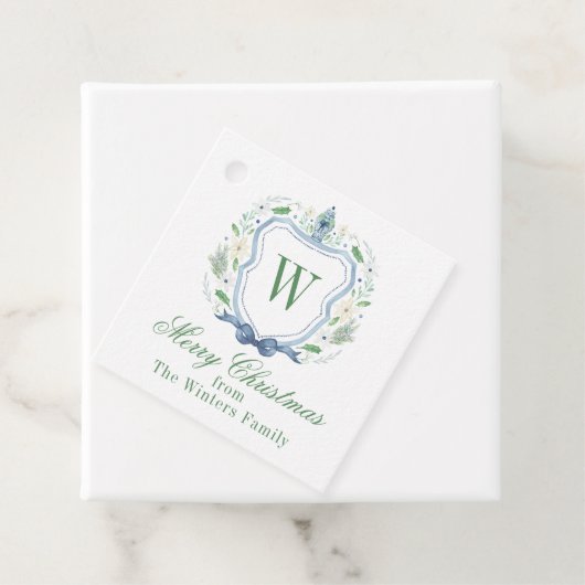 Waterverf Chinoiserie Ginger Jar Monogram Crest Bedankjes Labels (In situ)