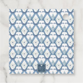 Waterverf Chinoiserie Ginger Jar Monogram Crest Bedankjes Labels (Achterkant)