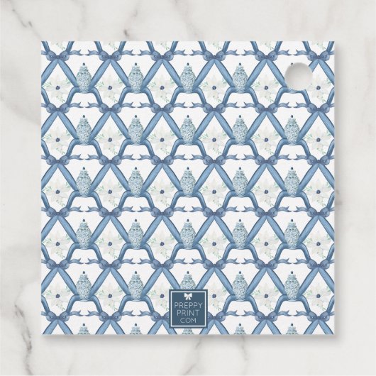 Waterverf Chinoiserie Ginger Jar Monogram Crest Bedankjes Labels (Achterkant)